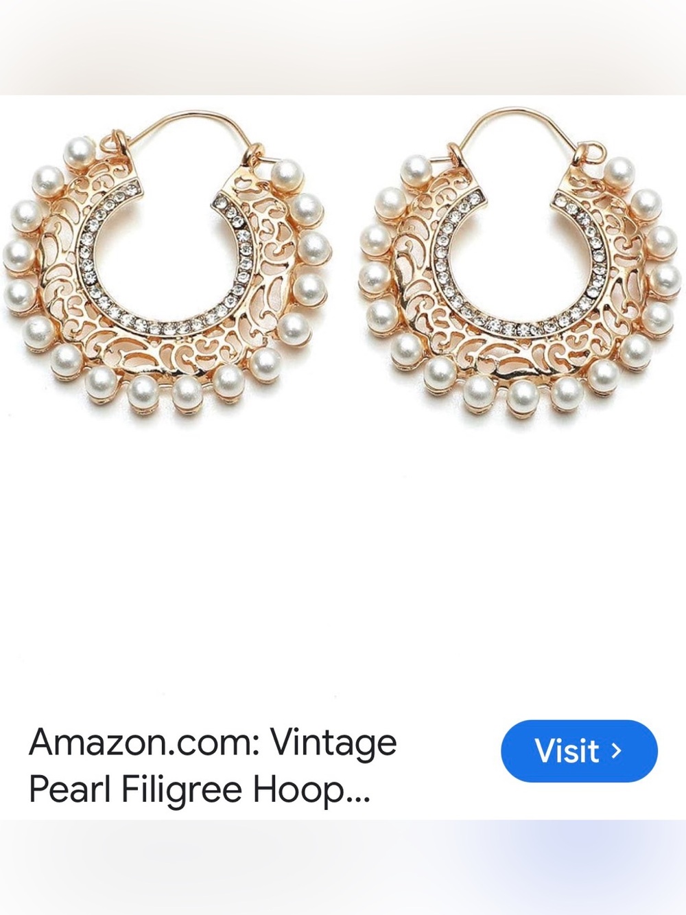 Fashion Jewelry Gold Pearl Hoop Earrings